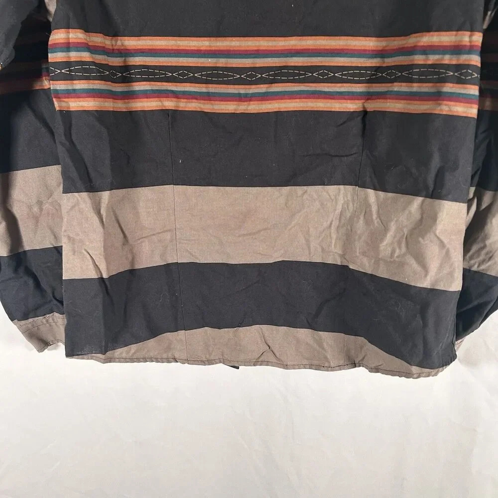 Roper Shirt Women's Medium Blue Grey Striped Button Up Collared Shoulder Pads - Picture 9 of 9